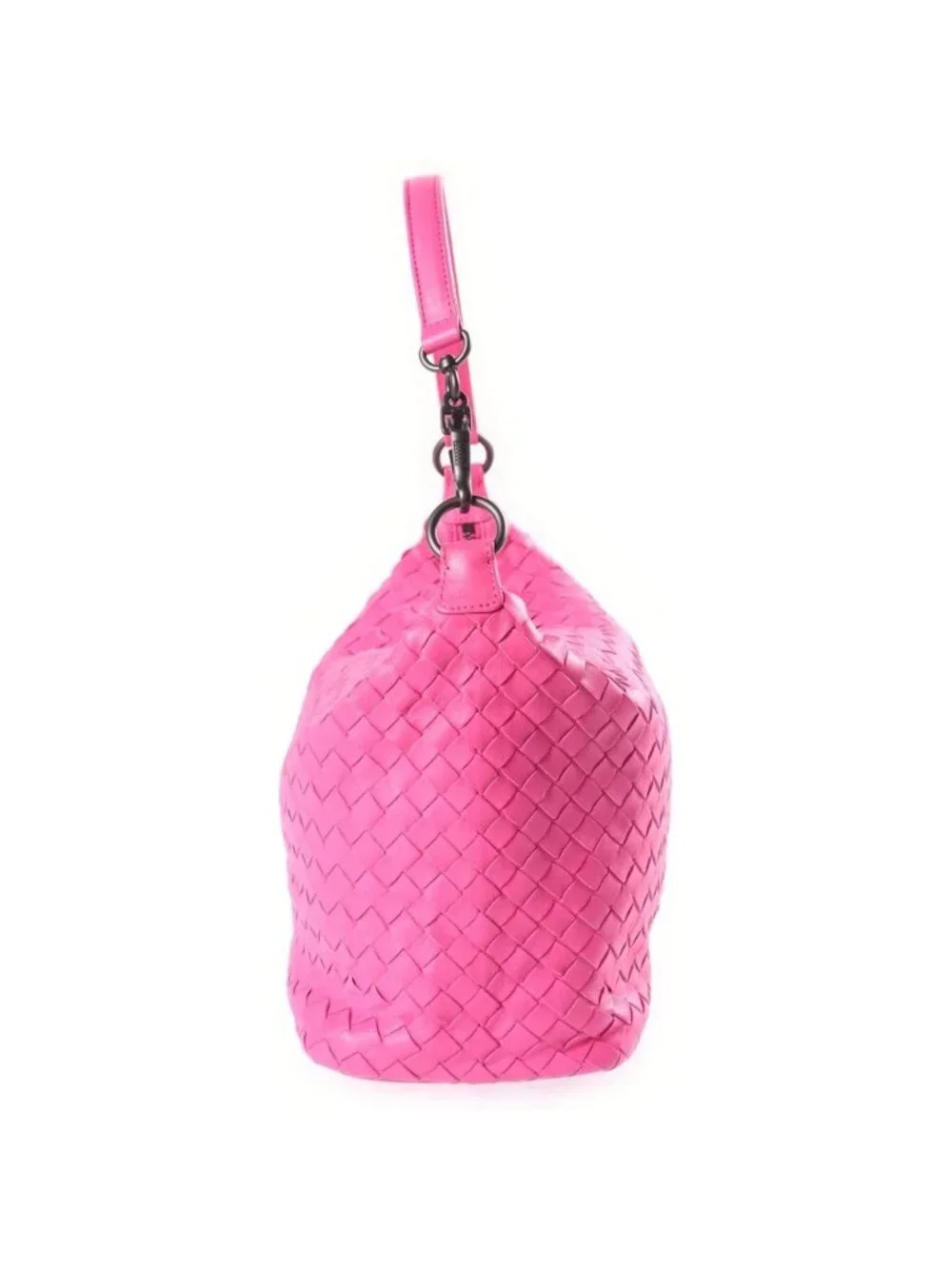 Bottega Veneta Intrecciato Zip Hobo Handbag Pink Leather
